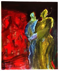 MODERNIST FIGURAL ABSTRACT EXPRESSIONISM PAINTING 20 x 24 SAN DIEGO CALIFORNIA