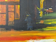 Original Dennis Nash 1947-2016British Acrylic Painting New York Taxi City Scape