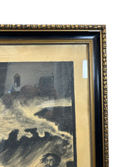 Large Antique Religious Lithograph Print Jesus Calming Storm H Cuwet 58” H