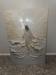 jesus walking on water beautiful canvas painting (20×30) new with plastic sealed