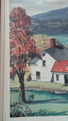 Vintage Signed Framed Matted Watercolor Painting of Vermont Scenery. 23″ x 19″