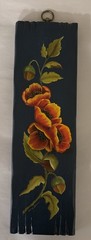 Vintage Hand Painted Floral Orange Poppies Wood Wall Plaque Signed Louise Brown