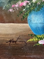 Original Martinez MCM Oil On Board Floral Still Life Framed 12 1/2″ X 10 1/2″