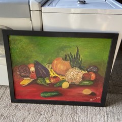 Fruits & Vegetables Original Oil Painting Frame Size Is 29”Tall X 38” Wide.