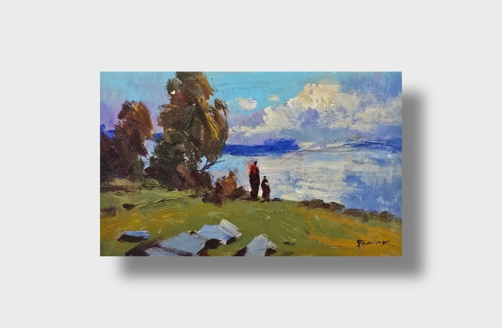 Oil painting Seaside Ukrainian painter canvas Unframed original Decor landscape