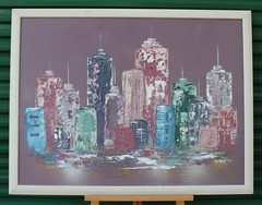 Mid-20th Century IMPASTO Abstract Buildings Oil Painting FRANK WALCUTT