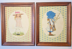 Holly Hobbie Oil Painting Framed 19 x 14.5 inches Set of 2 Paint by Number
