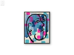 11×14 PAPER FACE PAINTING Modern Abstract Face Expressionism Acrylic Art