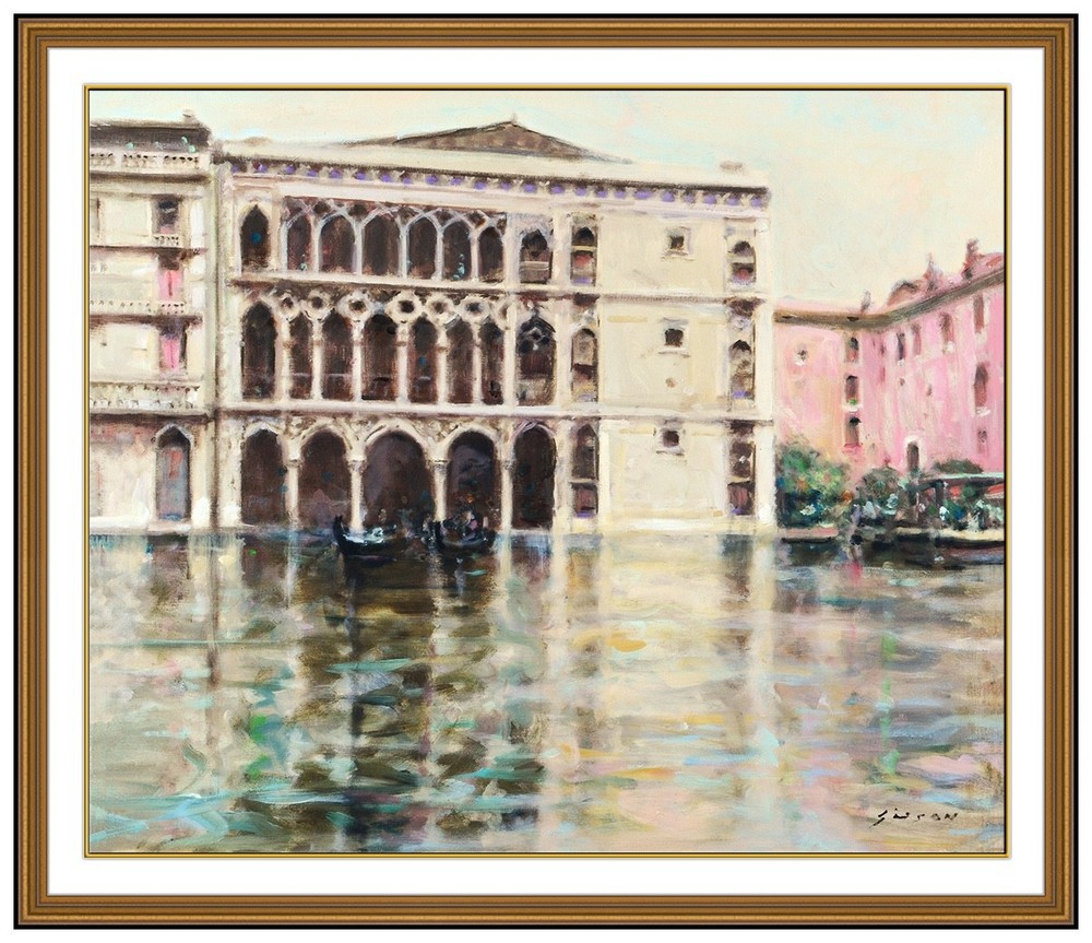 Andre Gisson Original Oil Painting On Canvas Cityscape Signed Framed Artwork