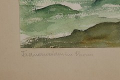 LOLO BRANDENBURG Watercolor GRIEF WILLOWS IN STORM Painting Signed 1974 Watercolor