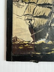 1930 Vtg Mini Watercolor Sailing Ship Painting Nautical Art Seascape Coastal 4×6