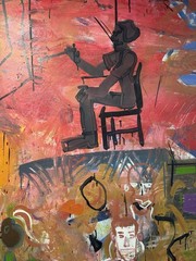 ORIGINAL ART BILL BRENNER VERY LARGE EXPRESSIONIST CUBIST CIRCA 1989 SHAPES