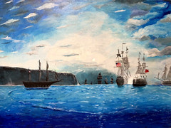 Dream-art Painting Seascape War Ship The United British and American Fleet Art