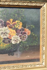 Old Still Life Painting on Canvas, ‚Bowl of Pansies‘ (JC288) chalice co