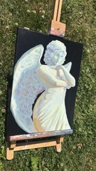 Original Acrylic Angel Painting 16×12 Canvas Signed 1 of 1 Sacred Surrealism