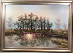 Artist Beck Sunset On The Pond Framed Oil Painting