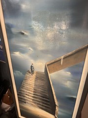 Robert Watson ‚The End Of Road ‚ SignedSurrealist Oil PaintingCardboard Original