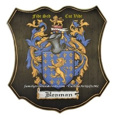 Custom Painted Coat of Arms Family Crest Wooden Plaque 17 x 18-inch wall plaque