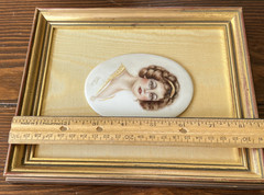 Jayne Collinge Signed Hand Painted Porcelain Portrait Lady Woman Framed & Matted
