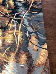 OOAK Paint By Number Wolf Painting Animal Among Birches Fall Leaves 11” X 14”