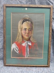 Virginia W. Emmons Little Girl Pastel On Canvas 35.5×24 – Read Full Description