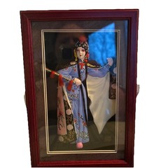Japanese Geisha Woman Shadow Box Raised Wall Art Hand Painted Signed 8.5″x 5.75″