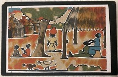Vivid African Sand Art Vintage Unframed on Wood