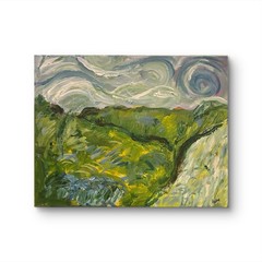Green Hills Landscape Impression 11×14 ABSTRACT IMPRESSIONISM Van Gogh