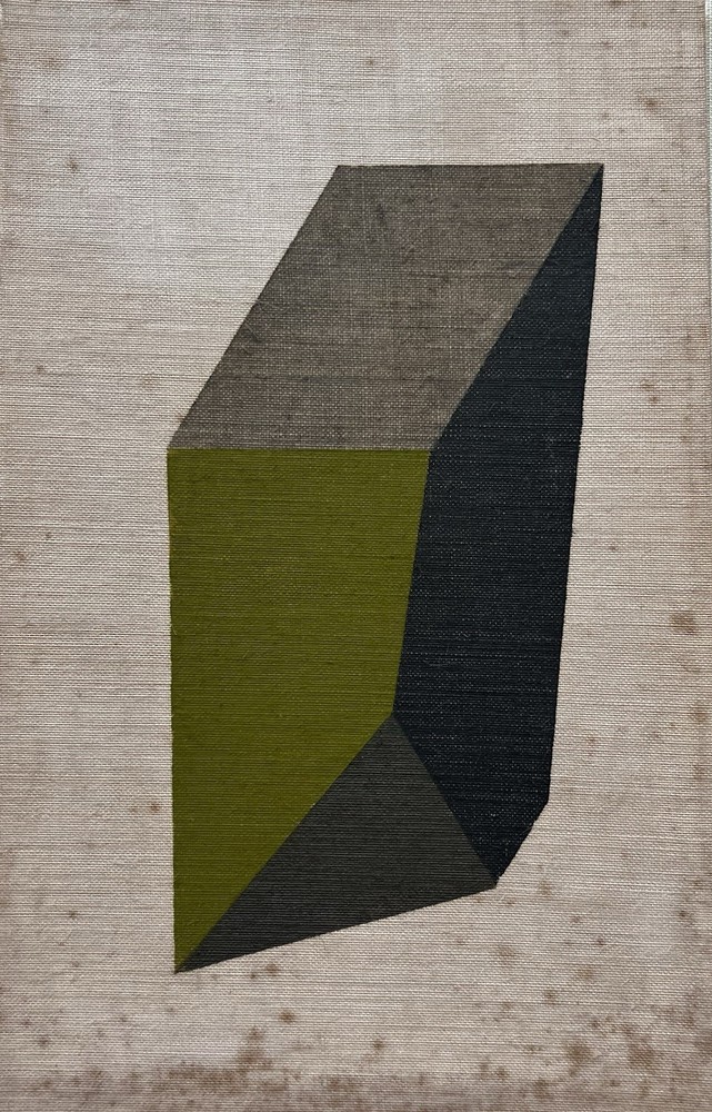 Mid-Century Minimalist Geometric Polyhedron Study – French Oil on Linen