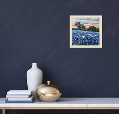 Bluebonnets Painting Original Art Impasto Oil Painting Texas Landscape 10×10″