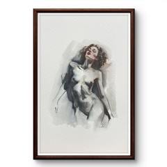 Original Watercolor Painting Nude Female Portrait Book Page (5.5 × 8.5 inches)