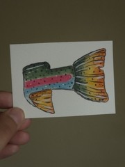 ACEO Original Fish Art Ocean Life Watercolor 2.5×3.5 Impressionism OOAK SRA