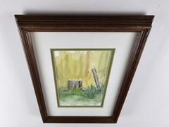 Vintage Original Signed Patricia Bardes Watercolor Painting 13.75×10.75 Framed