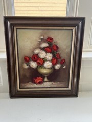 Vintage R. Pasanault Original Framed & Signed Floral Still Life In Vase Oil