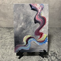 Original 5″ X 7″ Abstract Acrylic Painting On Canvas Panel With Easel
