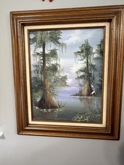 Miriam Ragan Original Oil Painting Louisiana Bayou 1991 Framed Canvas VTG WOW!