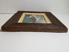 Original Vintage Charles G. Blaylock Painting Cabin in Snow Rustic Wood Frame