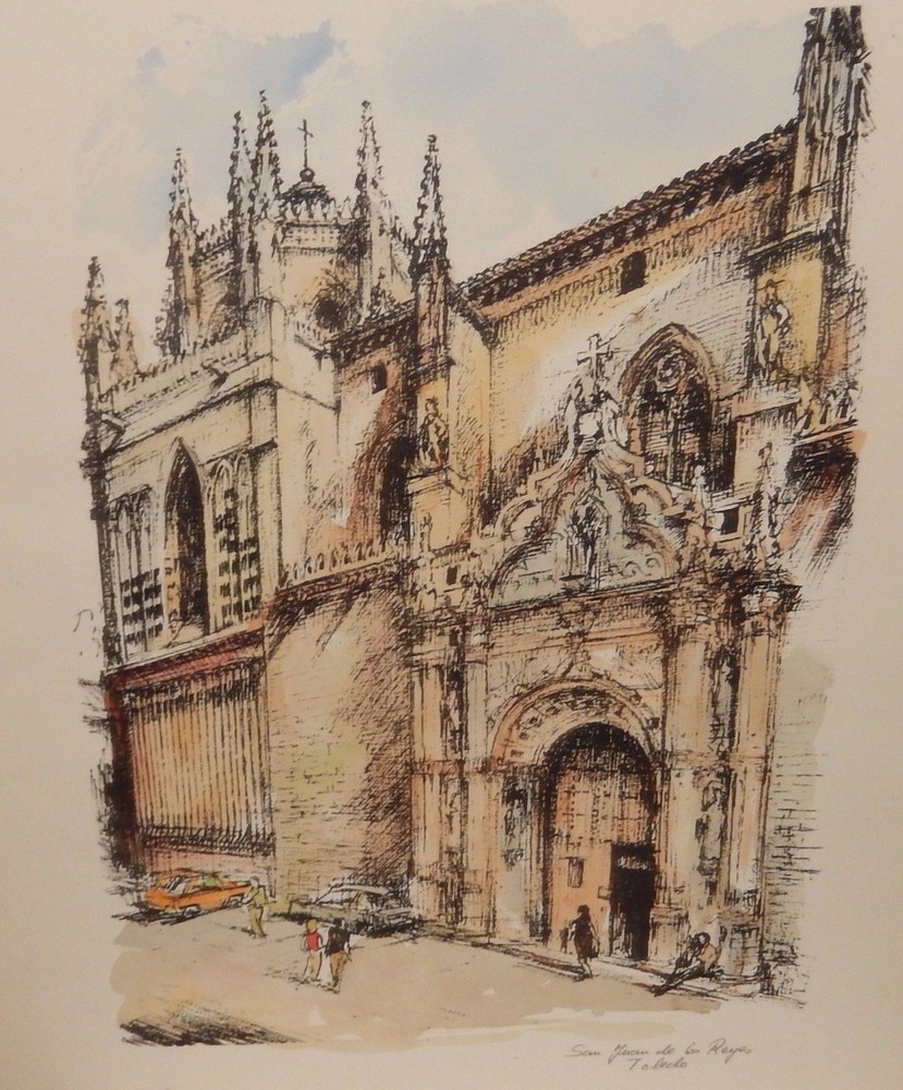 SAN JUAN DE LOS REYES TOLEDO ORIGINAL WATERCOLOR STREET SCENE PAINTING