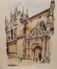 SAN JUAN DE LOS REYES TOLEDO ORIGINAL WATERCOLOR STREET SCENE PAINTING