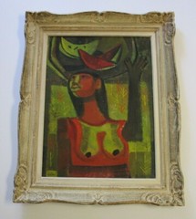 MYSTERY CUBISM PAINTING MODERNISM ABSTRACT EXPRESSIONISM 1950’S WATERMELON Oil