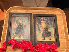 Two Framed Santa Claus Oil Paintings Fine Art Father Christmas Folk Art St Nick