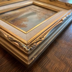 Phillip Cantrell Original Oil Painting Landscape Lake 5×7 Signed Gold Wood Frame