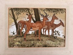 NOEL WILLIAM CUSA 1909-1990 LARGE SIGNED ORIGINAL WATERCOLOUR IMPALA, AFRICA