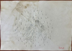 Sandro Botticelli drawing on old paper signed stamped vintage