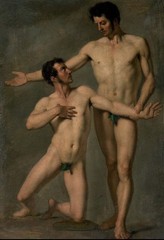 Hand Painted Classical Oil Painting Men Male Nude Figure Art Antique Style
