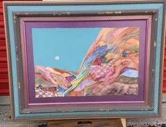 Fran Larsen Framed Watercolor Landscape Art Hand Painted Frame 34×26