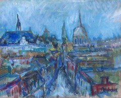 Old Montreal Original Oil Painting ~4.5 x 5.5 in. French Impressionist Deveaux