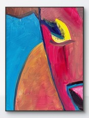 SAMATOWIC Original Abstract Expressive Cow 12×16 Colorful Signed Living Room 56