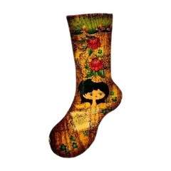 Cottage Handmade Wood Fairy Wall Hanging Art Hand Painted Wooden Sock Decor VTG