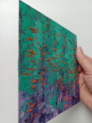 Abstract Landscape Artwork Impasto Oil Painting Colorful Original Art 6″x6″
